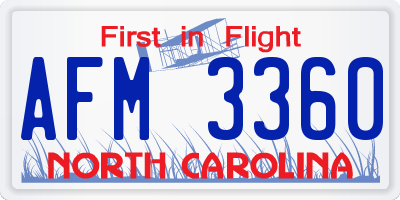 NC license plate AFM3360