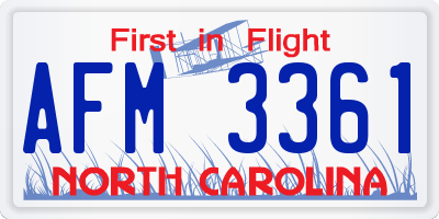 NC license plate AFM3361