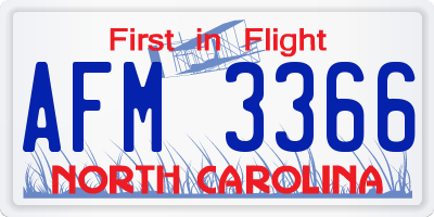 NC license plate AFM3366
