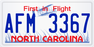 NC license plate AFM3367