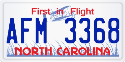 NC license plate AFM3368