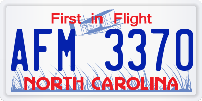 NC license plate AFM3370