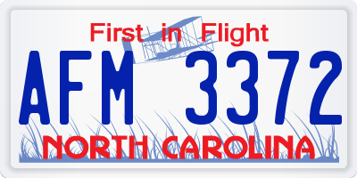 NC license plate AFM3372