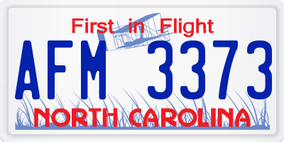 NC license plate AFM3373