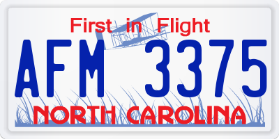 NC license plate AFM3375