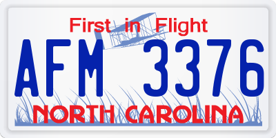 NC license plate AFM3376