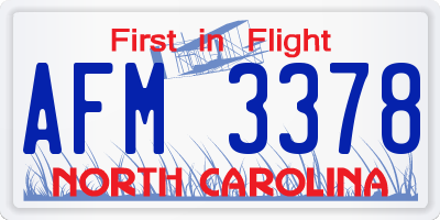 NC license plate AFM3378