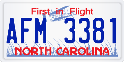 NC license plate AFM3381