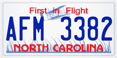 NC license plate AFM3382
