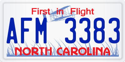 NC license plate AFM3383