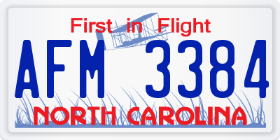 NC license plate AFM3384