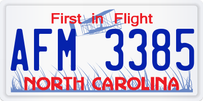 NC license plate AFM3385