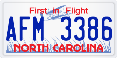 NC license plate AFM3386