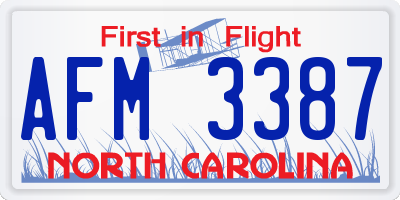 NC license plate AFM3387