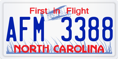 NC license plate AFM3388