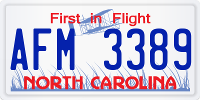 NC license plate AFM3389