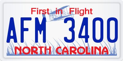 NC license plate AFM3400