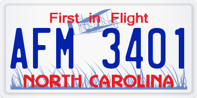 NC license plate AFM3401