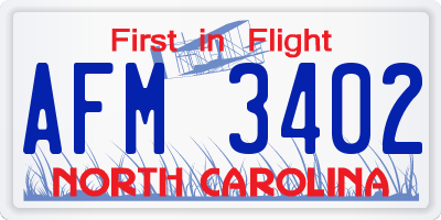 NC license plate AFM3402