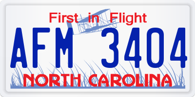 NC license plate AFM3404