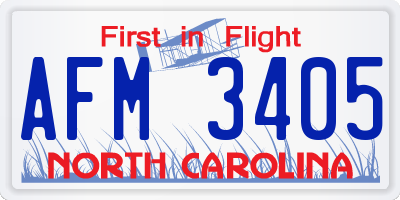 NC license plate AFM3405
