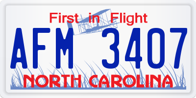 NC license plate AFM3407