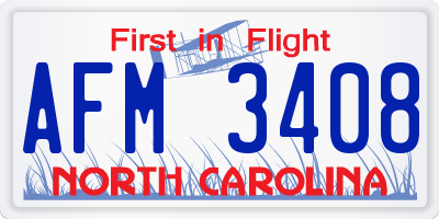 NC license plate AFM3408