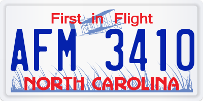 NC license plate AFM3410