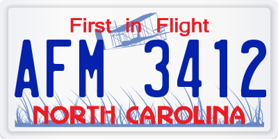 NC license plate AFM3412