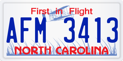 NC license plate AFM3413