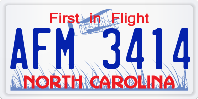NC license plate AFM3414