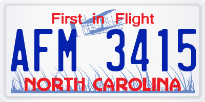 NC license plate AFM3415