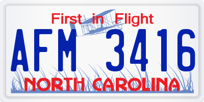NC license plate AFM3416