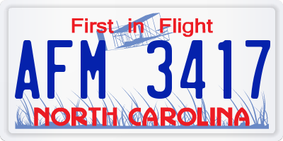 NC license plate AFM3417