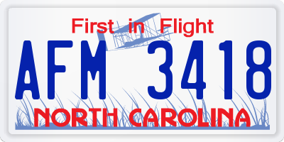 NC license plate AFM3418