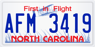 NC license plate AFM3419