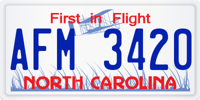 NC license plate AFM3420