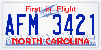 NC license plate AFM3421
