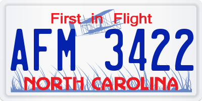 NC license plate AFM3422