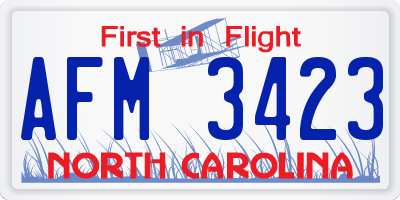 NC license plate AFM3423