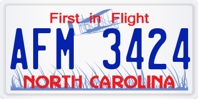 NC license plate AFM3424