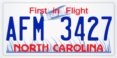 NC license plate AFM3427