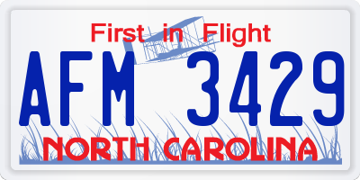 NC license plate AFM3429