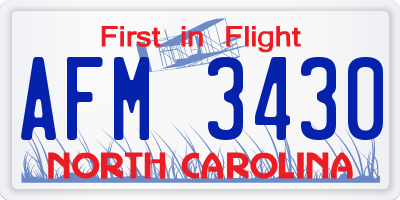 NC license plate AFM3430