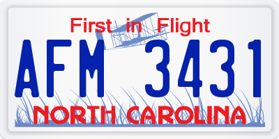 NC license plate AFM3431