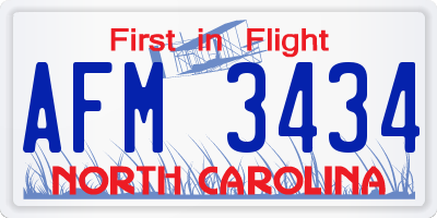 NC license plate AFM3434