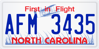 NC license plate AFM3435