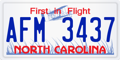 NC license plate AFM3437