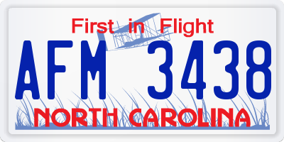 NC license plate AFM3438