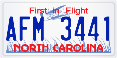 NC license plate AFM3441